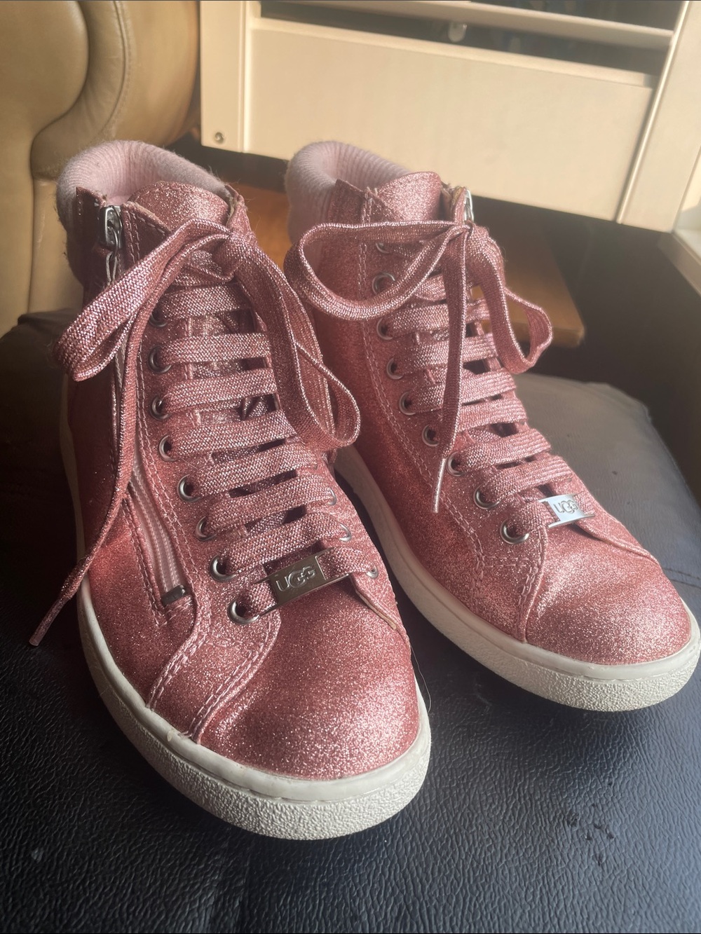 UGG Olive Glitter Rose Pink High-Top Sneakers
